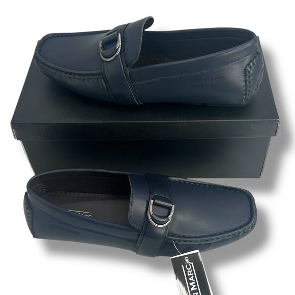 NEW Aston Marc Men's Navy Blue Charter Bit Loafer Size 11 Faux Leather Slip On - Picture 6 of 11